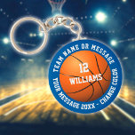 Aangepaste naam Nummer team naam Basketball Sleutelhanger<br><div class="desc">Persoonlijke naam,  nummer,  teamnaam en boodschap basketbal cadeau. U kunt de achtergrondkleur aanpassen om uw favoriete team aan te passen. Ontworpen door: Thisnotme©</div>