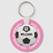 Aangepaste naam Nummer team naam Voetbal roze Sleutelhanger (Achterkant)