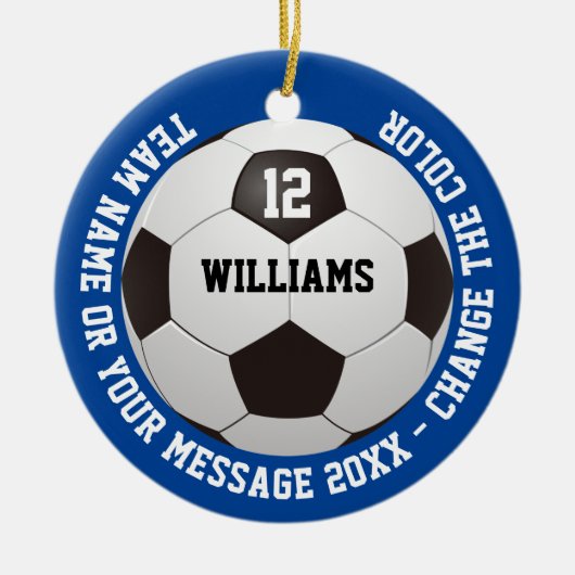 Aangepaste Naam Nummer Teamnaam Voetbal Keramisch Ornament (Voorkant)