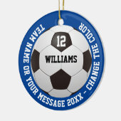 Aangepaste Naam Nummer Teamnaam Voetbal Keramisch Ornament (Links)