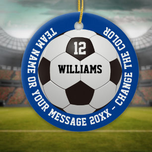 Aangepaste naam nummer teamnaam voetbal keramisch ornament