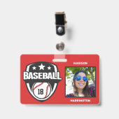 Aangepaste naam, nummer, tekst en kleur honkbal badge (Voorzijde met clip)
