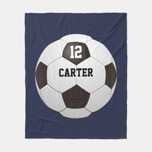 Aangepaste naam nummer Voetbal blauw Fleece Deken (Voorkant)