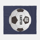 Aangepaste naam nummer Voetbal blauw Fleece Deken (Voorkant (Horizontaal))
