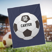 Aangepaste naam nummer Voetbal blauw Fleece Deken
