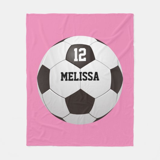 Aangepaste naam nummer voetbal roze fleece deken (Voorkant)