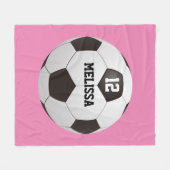Aangepaste naam nummer voetbal roze fleece deken (Voorkant (Horizontaal))