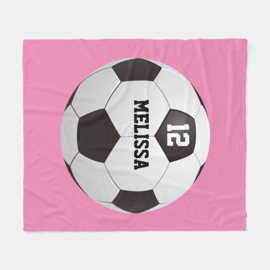 Aangepaste naam nummer voetbal roze fleece deken (Voorkant (Horizontaal))