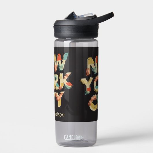 Aangepaste naam NYC Typografie Waterfles (Links)