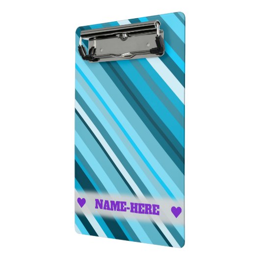 Aangepaste naam; oceaangeïnspireerd blauw/Blauwgro Mini Klembord (Angled2)