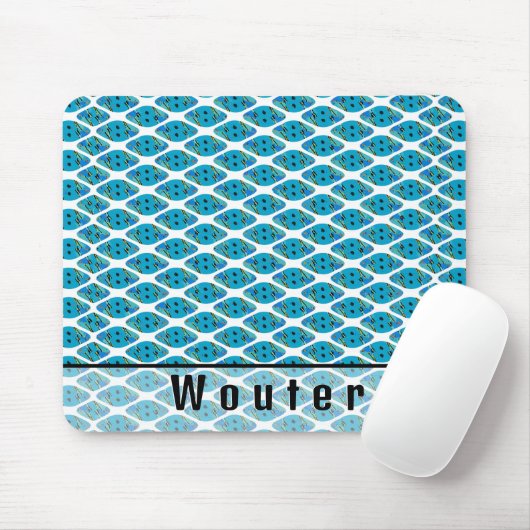 Aangepaste naam Ocean Blue Green White Geo Pattern Muismat (Met muis)