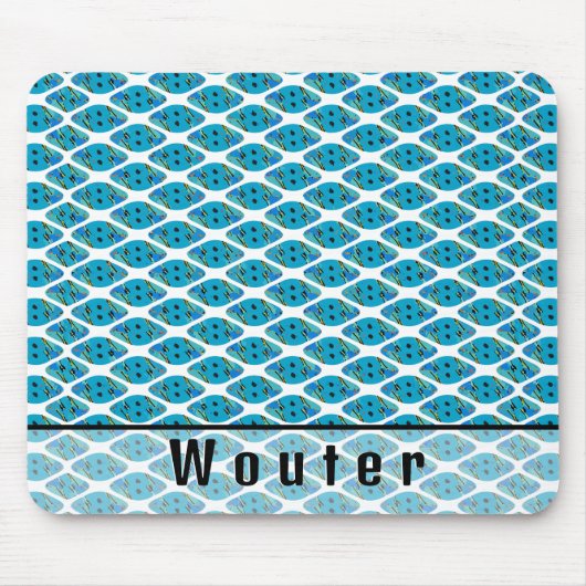 Aangepaste naam Ocean Blue Green White Geo Pattern Muismat (Voorkant)