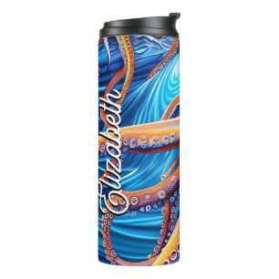 Aangepaste naam Octopus Blue Ocean Wave Thermosbeker
