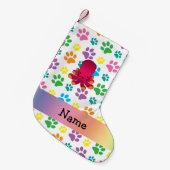 Aangepaste naam octopus regenboogpoten kleine kerstsok (Voorkant (Hangend))