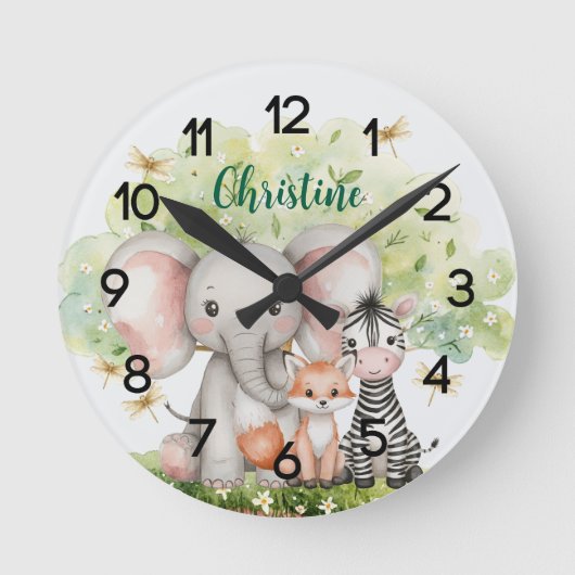 Aangepaste naam Oerwoud Animals Dragonfly Ronde Klok (Voorkant)