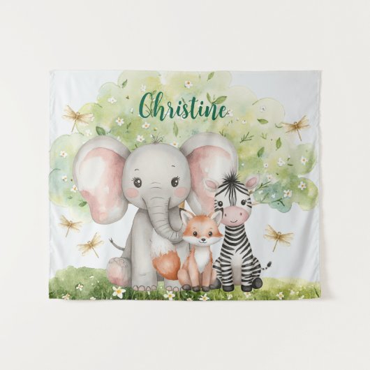 Aangepaste naam Oerwoud Animals Dragonfly Wandkleed (Voorkant (horizontaal))