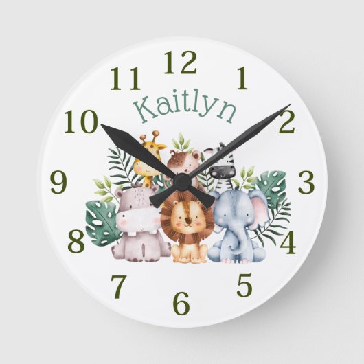 Aangepaste naam Oerwoud Safari Dieren Ronde Klok (Voorkant)