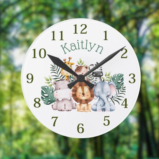 Aangepaste naam Oerwoud Safari Dieren Ronde Klok