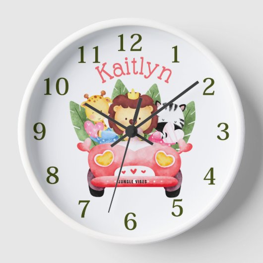 Aangepaste naam Oerwoud Safari Dieren Roze Witte K (Voorkant)