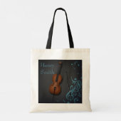 Aangepaste naam of bericht Cello op zwart & Turquo Tote Bag (Achterkant)