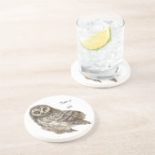 Aangepaste naam of datum uil, vogel zandsteen onderzetter (Zijkant)