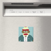 Aangepaste naam of Monogram Sock Monkey Boy Magneet (Insitu (Vaatwasser))