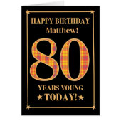 Aangepaste naam of relatie 80e verjaardag Tartan K (Voorkant)