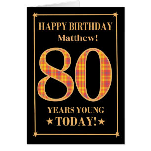 Aangepaste naam of relatie 80e verjaardag Tartan K