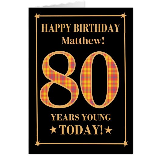 Aangepaste naam of relatie 80e verjaardag Tartan K (Voorkant)