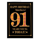 Aangepaste naam of relatie 91e verjaardag Tartan K (Voorkant)