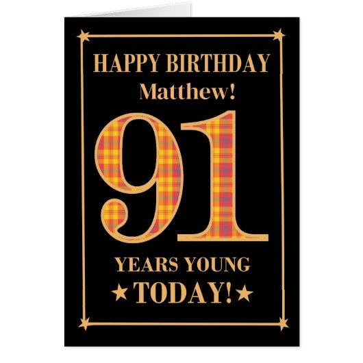 Aangepaste naam of relatie 91e verjaardag Tartan K (Voorkant)