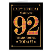 Aangepaste naam of relatie 92e verjaardag Tartan K (Voorkant)