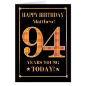 Aangepaste naam of relatie 94e verjaardag Tartan K (Voorkant)