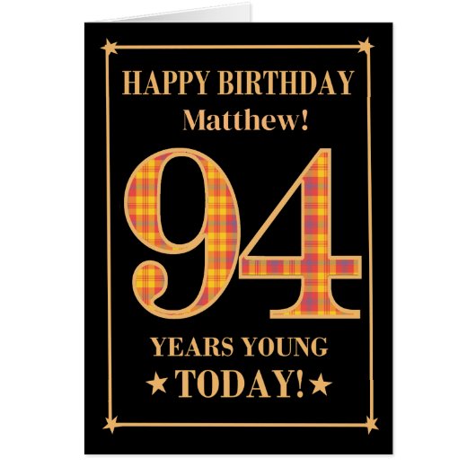 Aangepaste naam of relatie 94e verjaardag Tartan K (Voorkant)