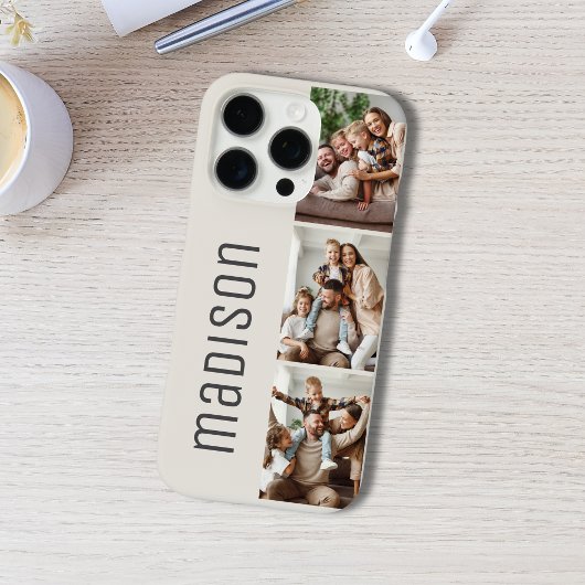 Aangepaste naam of tekst 3 foto collage Case-Mate iPhone case