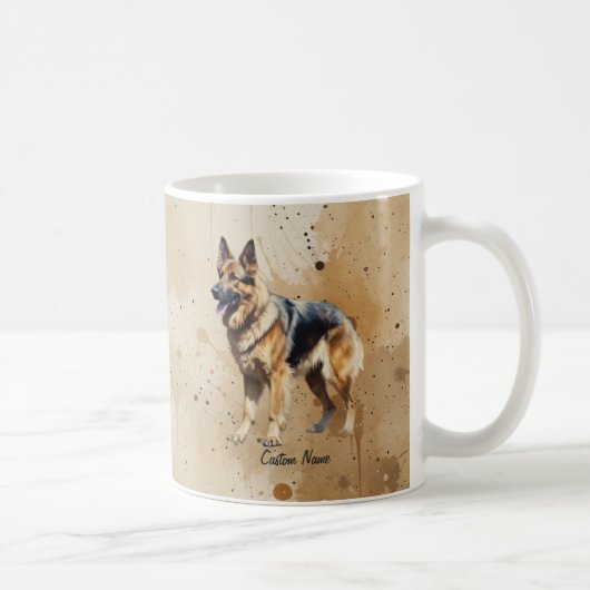 Aangepaste naam of tekst Duitse herder hond huisdi Koffiemok (Rechts)