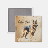 Aangepaste naam of tekst Duitse herder hond huisdi Magneet (Voorkant / Achterkant)