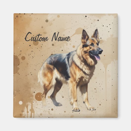 Aangepaste naam of tekst Duitse herder hond huisdi Magneet (Voorkant)