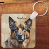 Aangepaste naam of tekst Duitse herder hond huisdi Sleutelhanger (Achterkant)