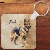 Aangepaste naam of tekst Duitse herder hond huisdi Sleutelhanger (Achterkant)
