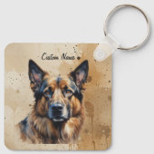 Aangepaste naam of tekst Duitse herdershond huisdi Sleutelhanger (Achterkant)