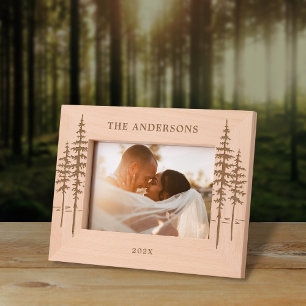 Aangepaste naam of tekst Rustic Trees Forest Gegraveerde Lijstjes