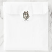 Aangepaste naam of tekst Wolf aquarel Dier Ronde Sticker (Tas)
