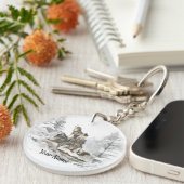 Aangepaste naam of tekst Wolf Friends Howling Sleutelhanger (Voorkant Rechts)