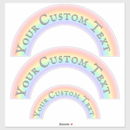 Aangepaste naam of tekstset van 3 regenboogboog sticker (Vel)