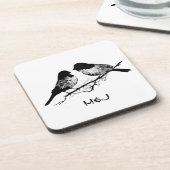 Aangepaste naam of Tortelduifjes op monogram Drankjes Onderzetter (Linkerzijde)