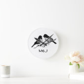 Aangepaste naam of Tortelduifjes op monogram Ronde Klok (Huis)