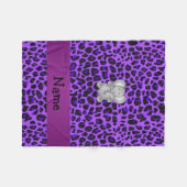 Aangepaste naam olifant paarse luipaard fleece deken (Voorkant (Horizontaal))