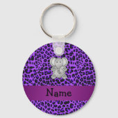 Aangepaste naam olifant paarse luipaard sleutelhanger (Voorkant)
