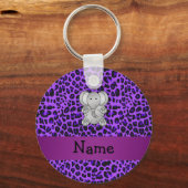 Aangepaste naam olifant paarse luipaard sleutelhanger (Voorkant)